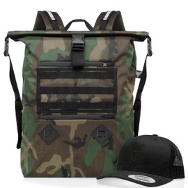 Xtreme Sight Line ~ AQUA RT Large Water-Proof Faraday Backpack/Black Hat Combo ~ Tracking/Hacking Defense ~ Woodland Camo