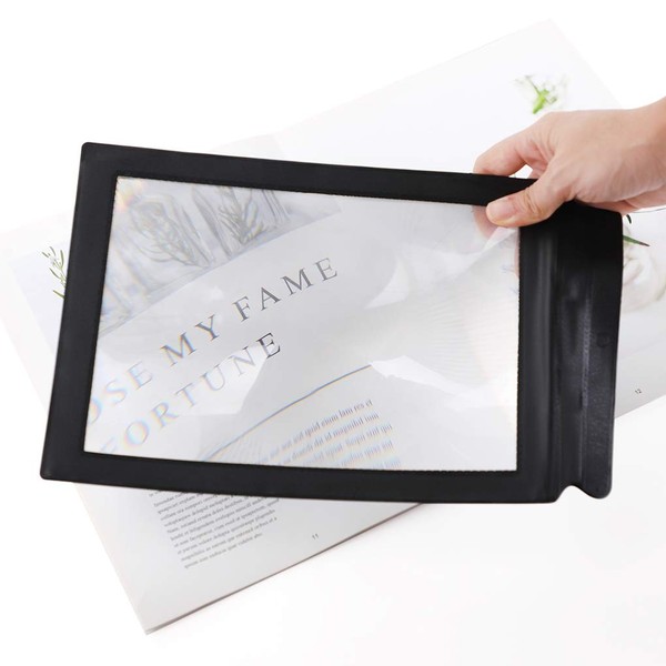 A4 Full Page Handheld Magnifier 3X Magnifying Glass Sheet Reading Magnifying Glass Portable Reading Aid Lens for Reading Books Newspapers Low Vision