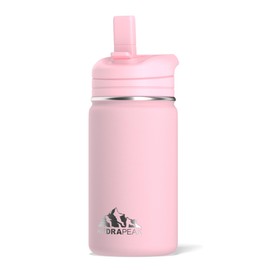 Hydrapeak Mini botella de agua para niños de 14 onzas con tapa de popote, botella de agua aislada de doble pared de acero inoxidable para niños, botella de agua a prueba de fugas y derrames para la