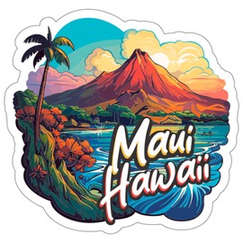 Maui Hawaii Sticker Travel Nature Decal Vinyl Small Waterproof for Water Bottle Mug Passport Book Scrapbook Notebook Laptop Tumbler Skateboard Computer Phone Size 4" Funny Gift