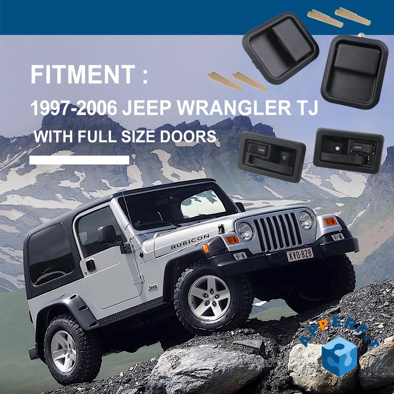 APPERFiT Exterior & Interior Door Handles w/Keepers Compatible with Jeep