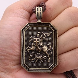 St. George Protect Me,Shield and Sword Saint Prayer Religious Necklace,Protection Charm Necklace Talisman Jewelry