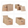 Relaxdays Storage Basket Bamboo Rectangular Foldable Shelf Basket Narrow H