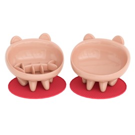 Elevated Slow Feeder Cat Bowls, Anti-Vomit Slanted Bowl with Non-Slip Mat, Whisker Friendly Cat Food Dish, Bowls are Custom-Designed for Senior Cats and Small Dogs (Pink)