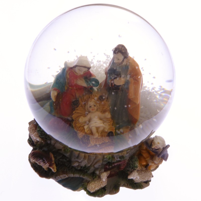 Christmas Nativity scene snow globe gift waterball 10cm Holy Family