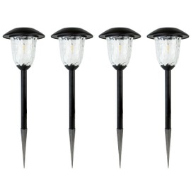 SOLARPATHF2-2 10X Brightness 3000K Outdoor Solar LED Filament-Style Path Weatherproof Metal Light (4 Pack), 4-pack, Black, 4 Piece