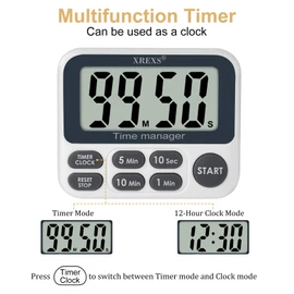 XREXS Digital Kitchen Timer, Magnetic Countdown Up Cooking Timer Clock with Large LCD Display, Adjustable Volume, Loud Alarm & Strong Magnet Classroom Timer for Teachers (Batteries Included)