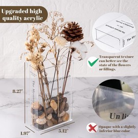Book Shape Vase for Flowers, The Mystery of Growth, Artistic and Cultural Flavor Acrylic Vases, Aesthetic Room Decor for Home, Living Room, Table, Bookshelf, Book Lovers Gifts