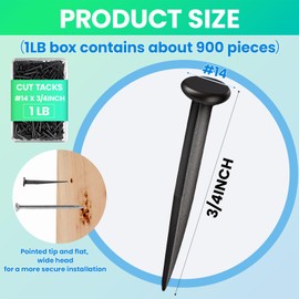 Therwen 1lb Carpet Tacks Black Cut Nails Stairs Furniture, #14-3/4inch