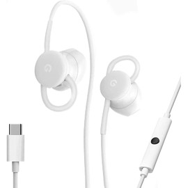 Google Earbuds Wired Headset USB-C, Comfortable Fit, Inline Controls, Compatible with Type-C Phones - White (Retail)