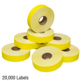 Perco Yellow Pricing Labels for Monarch 1131 Price Gun - 1 Sleeve, 8 Rolls, 20,000 Price Marking Labels - with Ink Roll Included