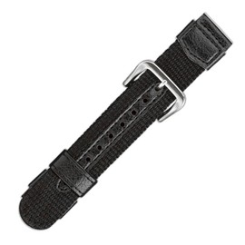 Maruman S-76/S 22025 Nylon / Synthetic Leather Watch Band, Made in Japan, Black, 0.8 inches (20 mm), Black, Casual
