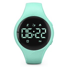 Digital Waterproof Pedometer Watch, Fitness Tracker, Step Counter, Distance, Vibrating alarm clock, Stopwatch, Great Gift for for Kids Childrens Teen Girls Boys Women (Green)