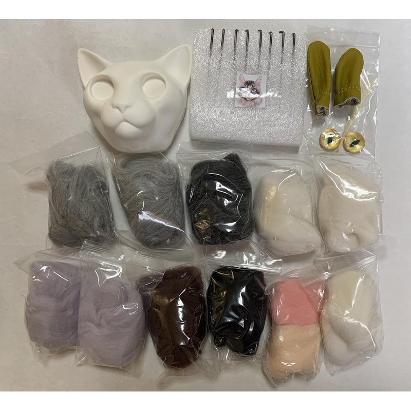 Monshop Wool Felt Kit, Realistic Cats, Maine Coon, Cat