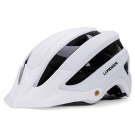 LUMDEER Bike Helmet for Adults - Mountain Bicycle Helmet with Rechargeable Light, Airflow Visor, Lightweight Ajustable Biking Helmet for Men Women