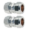 WRAS 15mm Chrome Plated Compression Straight Connectors 2 Pack BS