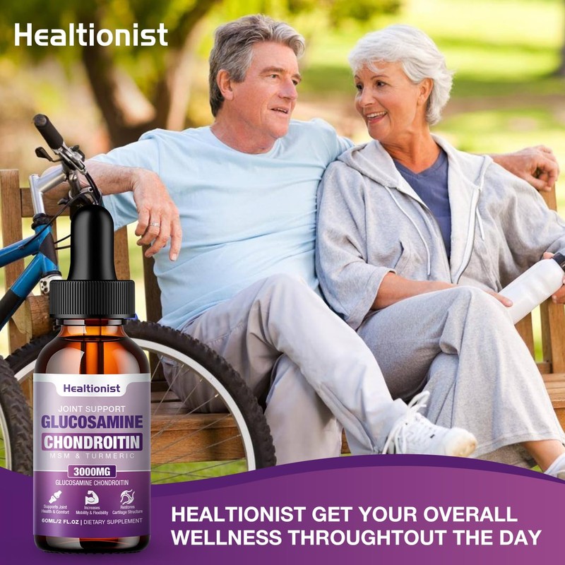 Healtionist 1 Pack Glucosamine Chondroitin MSM Liquid Drops, Extra Strength