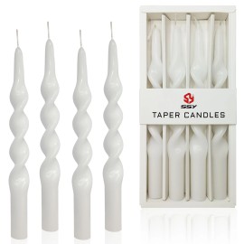 White Spiral Candlesticks Unscented -Set of 4 Twisted Candle Tapers for Holiday Wedding Party Home Dinner Decoration Partycolor: White, size: 10inch
