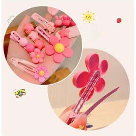 Girl Hair Clips, 28 Pieces of Girls' Fully Lined non Slip Hair Clips, Children's and Adolescent Women's Hair Clips, Cute Candy Colored Cartoon Design Hair Clips（(pink series, yellow series) ﻿