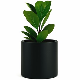 Fox & Fern Large 12 Inch Black Plant Pot — Premium Lightweight Fiberstone Matte Black Planter w Drainage Plug; Large Indoor & Outdoor Planter; 12 Inch Pots for Plants; Weather Resistant & UV Resistant
