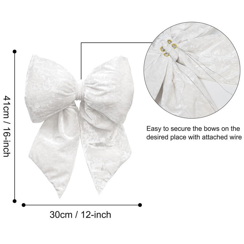 KI Store Pack of 2 Christmas Bows White Large 41