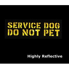 2 Pack Black Yellow Reflective Laser Cut Tactical Dog Patches Service Dog ，in Training,DO NOT PET, Tags with Hook and Loop Patches for Vests and Harnesses (Service Dog-DO NOT PET)
