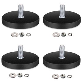Pack of 4 Neodymium Magnets, Diameter 43 mm with M6 Male Thread, Magnets with Thread, with Rubber Coating, Non-Slip, for Screws Eyelet or Hook