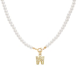 ZENGSING Initial Pearl Necklace Women's Initial Pendant Necklace for Women Adjustable A-Z Capital Initial Pendant Pearl Necklaces with Letter Pendant Christmas Gifts for Women, Bronze, No Gemstone