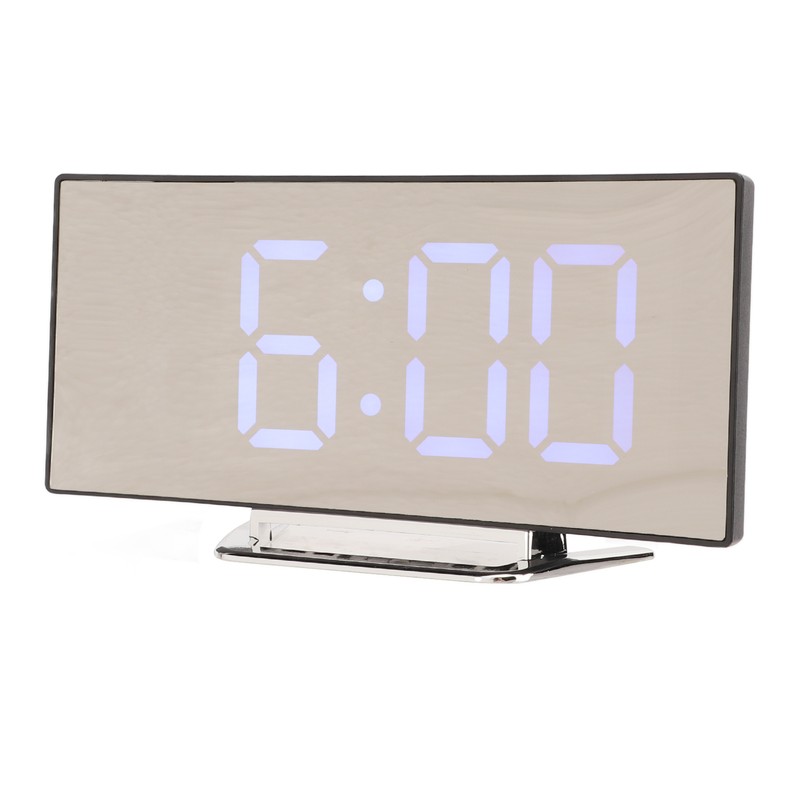 Mirror Digital Alarm Clock Temperature Display LED Curved Mirror Digital