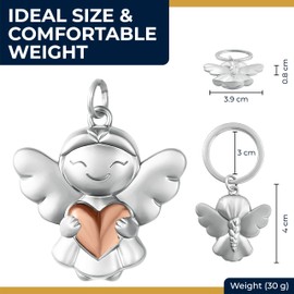 GERNEO® Guardian Angel Keyring Melea – Your Lucky Charm with Heart in Gold, Rose Gold or Silver, Rose Gold