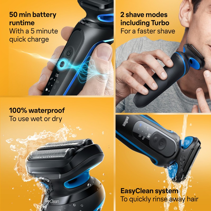 Braun Electric Shaver for Men, Series 5 5120s, Wet &