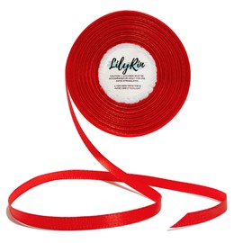 Red Ribbon 1/4 Inches 36 Yards Satin Roll Perfect for Scrapbooking, Art, Wedding, Wreath, Packing Birthday, Wrapping Christmas Gifts or Other Projects