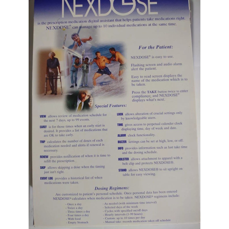 NexDose Electronic Medication Digital Assistant Reminder Calendar Scheduler