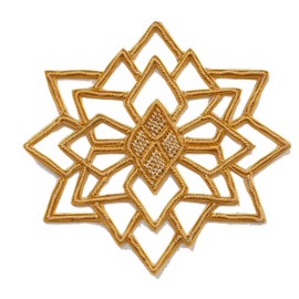 Gold Hand-Embroidered Bullion Appliques Celtic Knot Gold Patch Star Burst 6.5"