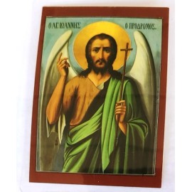 Saint John The Forerunner laminated Greek icon prayer card 4x3 inch