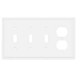Henne Bery Modern Edge Decorative Wall Plate Switch Plate Outlet Cover, Durable Solid Zinc Alloy (Triple Toggle/Single Duplex, White)