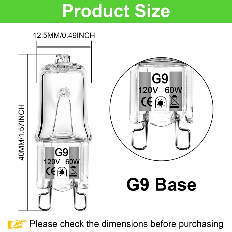 G9 Bulb 60W, 12 Pack G9 Halogen Light Bulbs 2