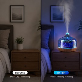 500ml Glass Aroma Diffuser for Bedroom Relaxation – Ultrasonic Cool Mist Humidifier with 7-Color LED Light