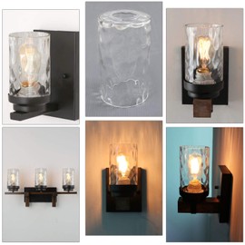 Anmire 3 Pack Clear Water Ripple Glass Shade, Cylinder Light Fixture Replacement Globe or Cover with 1-5/8-Inch Fitter for Chandelier Wall Sconce Pendant Light, G0029