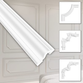 HEXIM Stucco Decoration Made of HDPS/PU White - Stucco Frame Wall Decoration Picture Frame - HCR Wall Strips (2 Metres HCR517) Wall Cassette Stucco Frame Frame Wall Panelling