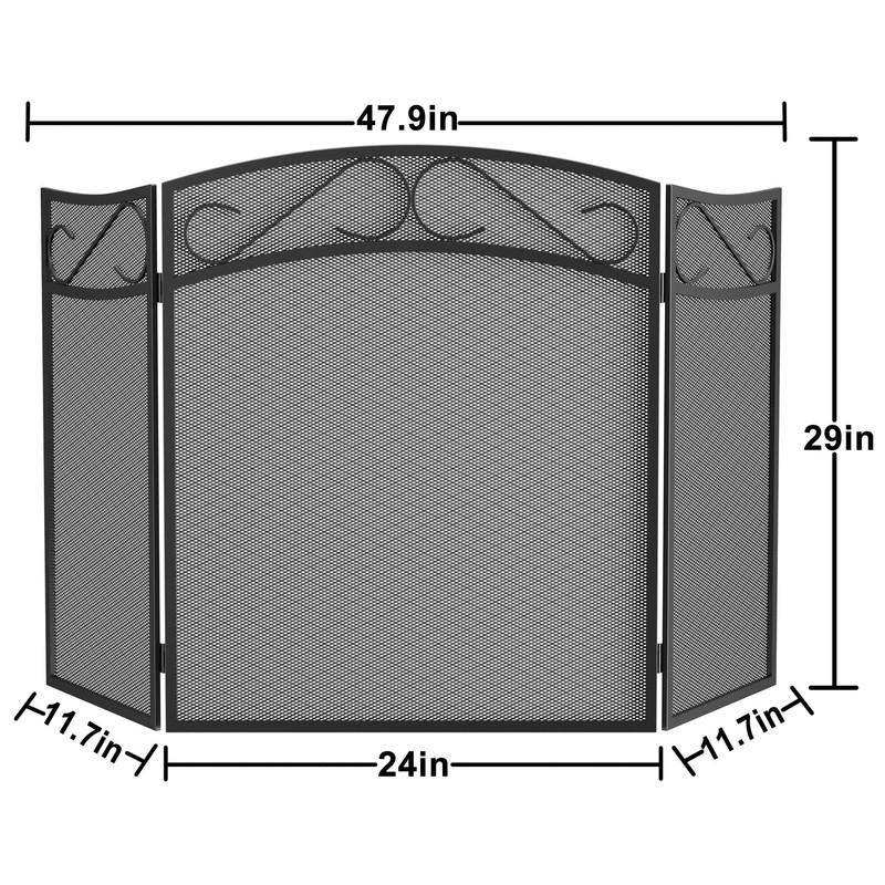 Fire Beauty Fireplace Screen for Wood Burning Fireplace Foldable 3