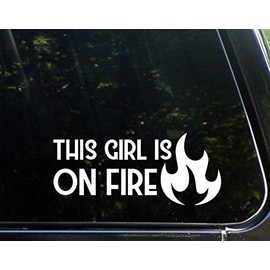 This Girl is On Fire- 8-3/4" x 3-3/4" - Vinyl Die Cut Decal/Bumper Sticker for Windows, Cars, Trucks, Laptops, Etc.