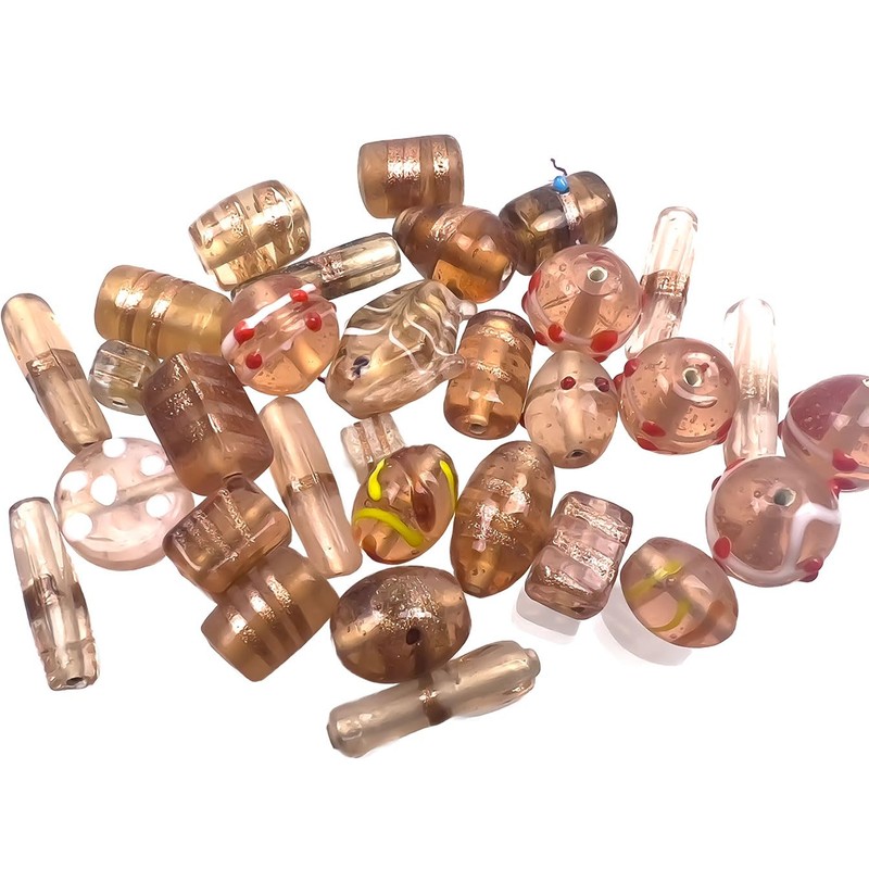 Glass Beads Mix, 60 g, Approx. 20 Beads, Various Shapes
