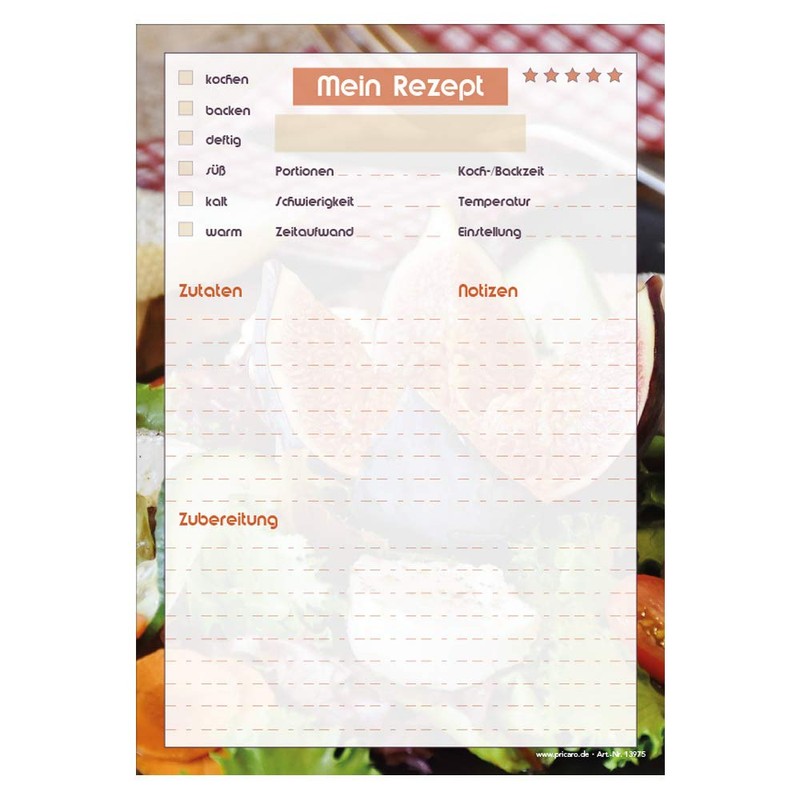 PRICARO French Salad A5 Recipe Pad (Pack of 3)