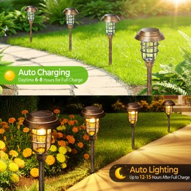 LETMY Solar Outdoor Lights, 8 Pack Bright Solar Pathway Lights Outdoor Waterproof, Up to 15 Hrs Auto On/Off Solar Garden Lights Outdoor Solar Lights for Yard Patio Walkway Driveway Pathway - Bronze