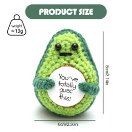Positive Avocado, Cute Mini Avocado Doll, Creative Wool Knitted Inspirational Cheering Toys, Emotional Support Crochet Gifts, Fun Fruit Ornament Decoration for Friends Adult Colleagues Graduation