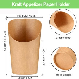 12 Oz Charcuterie Cups with Bamoo Skwers, Paper Snack Appetizer Cups with Cocktail Picks, French Fry Holder Brown Kraft, Disposable Popcorn Cones Party Favor(100 Cups + 200 Coctail Cock Tail Skewers)