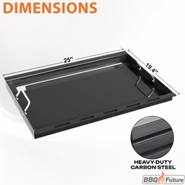 Full Size Griddle Insert for Weber Genesis 300 Series Gas Grills, 7524 Flat Top Grill Griddle Insert with Handles for Weber Genesis E310 E320 S330 EP310 EP320 EP330 CEP-310 Series, Carbon Steel