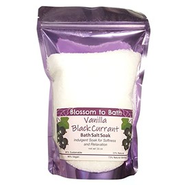 Vanilla Black Currant Bath Salt Soak (16 Ounce) - Natural Fragrance - is A Versatile Soaking Aid with a Sensuous Berry Scent