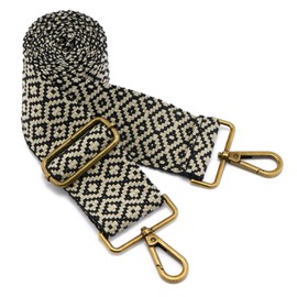 ZOOEASS Bronze Buckles Purse Strap, 2" Wide Crossbody Handbag Strap Adjustable Replacement Shoulder Strap Vintage Embroidery Guitar Style(5CM-Color2)